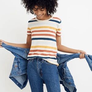EUC Madewell Lo-Fi Shrunken Tee in Jay Stripe